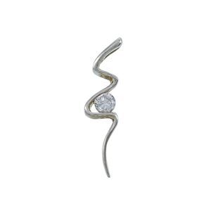 Vintage Sterling Silver 925 Wavy Squiggle Cubic Zirconia Pendant